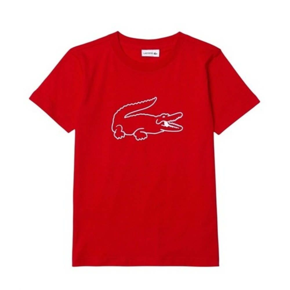 LACOSTE Red Graphic Big Croc Logo T-Shirt Womens Sm or Teen 16